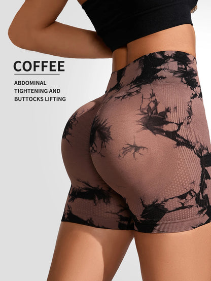 High-Waisted Tie Dye Seamless Leggings for Women - Scrunch Butt Lifting Elastic Yoga Pants with Wide Waistband