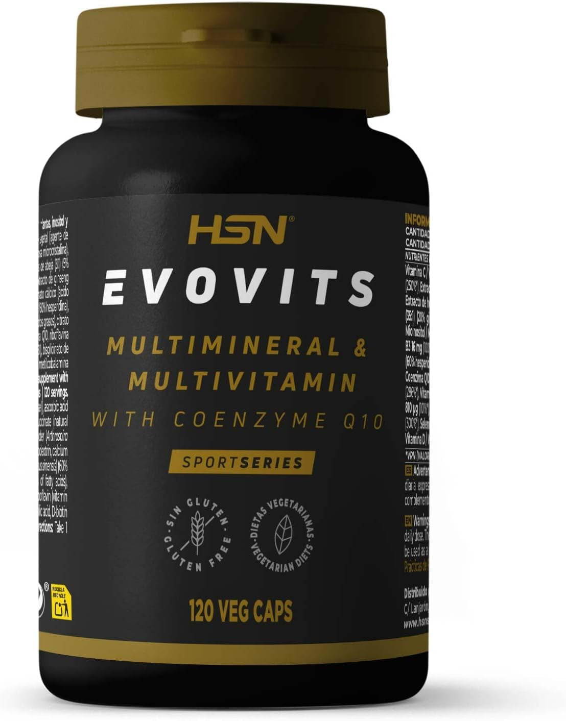 HSN Multivitamínico Evovits | 120 Cápsulas | Multivitaminas Y Minerales Para Todos Los Días | Complejo Polivitamínico Para Mujer, Hombre, Vegetarianos Y Deportistas | No-Gmo, Sin Gluten Ni Lactosa