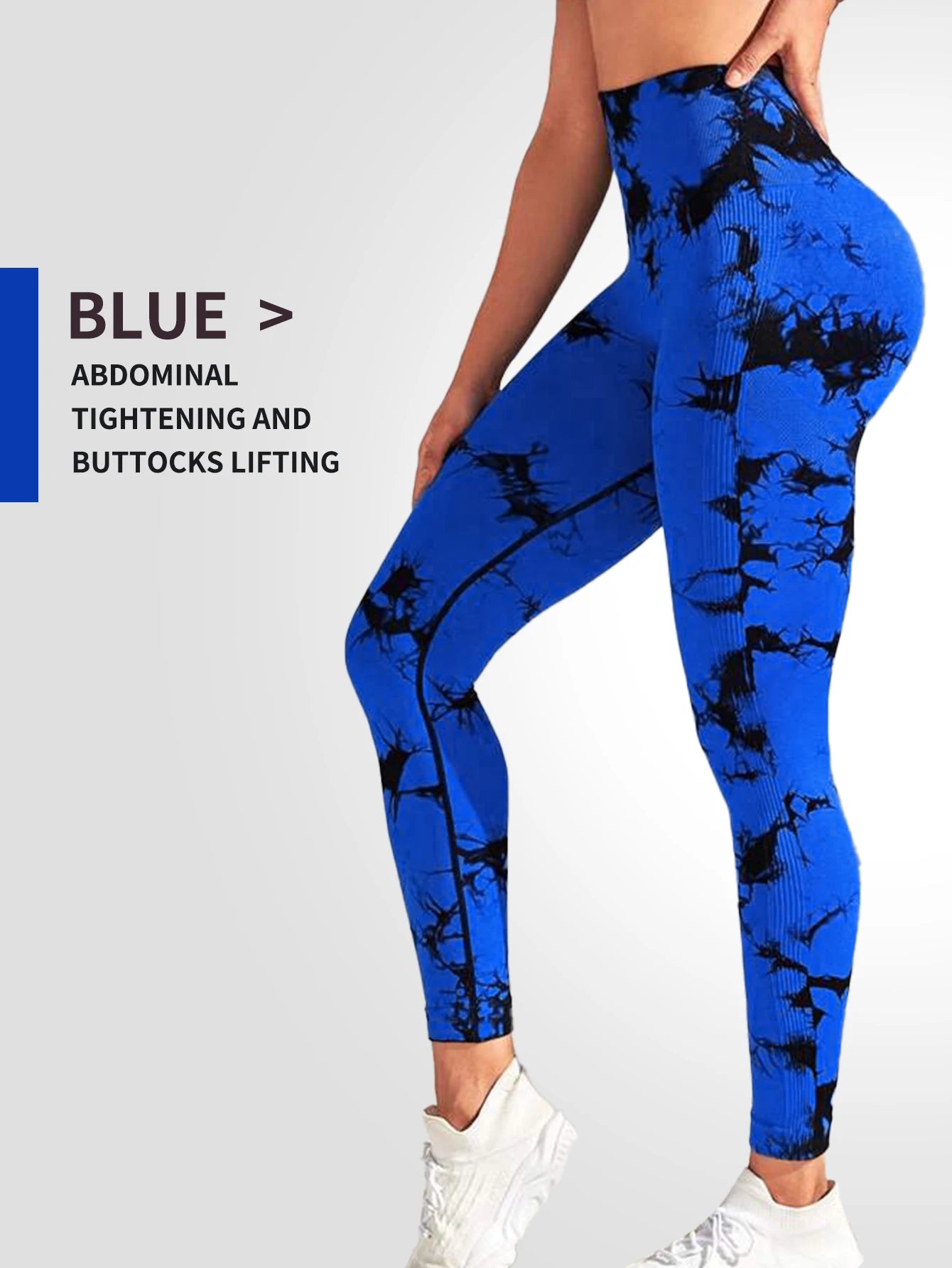 High-Waisted Tie Dye Seamless Leggings for Women - Scrunch Butt Lifting Elastic Yoga Pants with Wide Waistband