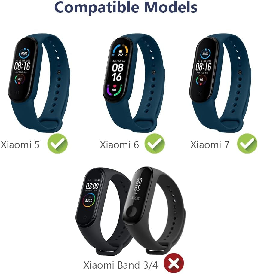 Ainiv Correa Mi Band, Correa Compatible Con Pulsera Xiaomi Mi Band 5/6 / 7/4 / 3, Suave Silicona Nailon Acero Inoxidable Correa De Repuesto, Resistente Al Sudor Pulseras De Repuesto