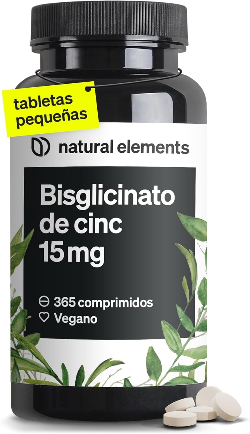 Zinc Bisglicinato 15Mg - 365 Comprimidos (1 Año) - Para El Pelo, Piel, Uñas Y Reforzar Sistema Inmunológico - Bisglicinato De Zinc Alta Biodisponibilidad - Probado En Laboratorio Y Vegano
