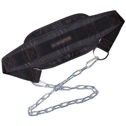 Neoprene Weight Lifting Belt with Chain for Dips, Pull-Ups, and Kettlebell Training - Ideal for Bodybuilding and Gym Use