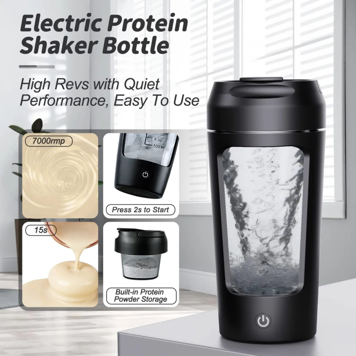 Botella Agitadora De Proteínas De Suero Portátil, Eléctrica, USB, Taza Agitadora Completamente Automática, Recargable, Para Gimnasio, Mezcla De Cócteles Sin BA, 650Ml