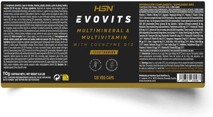 HSN Multivitamínico Evovits | 120 Cápsulas | Multivitaminas Y Minerales Para Todos Los Días | Complejo Polivitamínico Para Mujer, Hombre, Vegetarianos Y Deportistas | No-Gmo, Sin Gluten Ni Lactosa