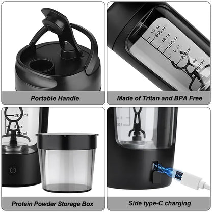 Botella Agitadora De Proteínas De Suero Portátil, Eléctrica, USB, Taza Agitadora Completamente Automática, Recargable, Para Gimnasio, Mezcla De Cócteles Sin BA, 650Ml
