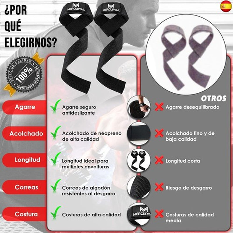 MERCURYAL Straps Gym - Straps Powerlifting - Complemento Para El Gimnasio -