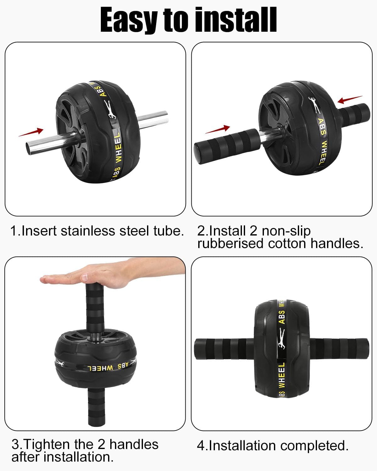 Kureny Equipo De Gimnasio,Kit De Rueda Abdominal Con Push up Bars, Cuerda Para Saltar, Fortalecedor De Mano, Rodilla Mat,Banda De Resistencia,Entrenamiento Muscular Fitness Ejercicio En Casa